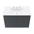 Modway Bryn 36" Wall-Mount Bathroom Vanity - Grey/White-Soft-Close Doors