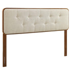 Modway Bridgette Wood Queen Platform Bed with Splayed Legs - Walnut Beige-Wood, MDF, and Veneer Construction