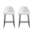 Manhattan Comfort Gracie 22" Modern Leatherette Upholstered Counter Stool - White and Black - 2 Pack-Modern Counter Stool with Backseat Perfect for Bar and Kitchen Use. Set of 2
