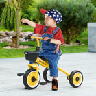 Qaba Kids Tricycle with Adjustable Seat and Basket - Yellow-10" front and 8" rear EVA wheels 