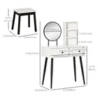 HOMCOM Vanity Desk with Stool - 31.5" L x 16.5" W x 51.6" H - White/Black-Compact design of this dresser is perfect for small spaces 