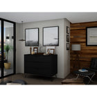 Manhattan Comfort Rockefeller 35.24" Mid-Century Modern Dresser - Black-Choose Your Handle Design When the Product is at Your Home! Option for Cut-Out Edge Handle, or Flush Design Look.