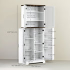 HOMCOM 64" H Kitchen Pantry Cabinet with Adjustable Shelves - White-Black handled doors add a modern touch to decor 