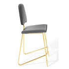 Modway Ponder Performance Velvet Bar Stool - Gray-Vintage Glamour Style