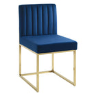 Modway Carriage Performance Velvet Dining Chair - Gold/Navy - 2 Pack-Gold Stainless Steel Frame