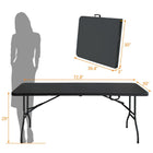 Homy Casa 6 ft Portable Folding Table Indoor & Outdoor for Camping - Black-The black tabletop adds a sleek, modern look