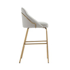 Manhattan Comfort Gracie 22" Modern Leatherette Upholstered Barstool - Stone and Gold - 3 Pack-Seat Height: 29.1 in