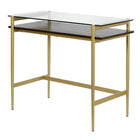 Hudson&Canal Eaton 36" Desk - Brass/Walnut-The desktop has a weight capacity of 35 lbs while the lower shelf can support 15 lbs