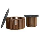 Modway Fortitude Round Faux Marble Top Nesting Coffee Table Set - Walnut Black - Set of 2-8