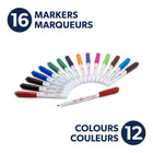 Quartet DryGuard Dry Erase Whiteboard Markers - Low Odour Ink - Fine Tip - Assorted Colours - Magnetic Cap with Built-in Eraser - 16 Piece Set-Magnetic eraser cap:These markers allow you to keep an eraser at your fingertips for quick fixes while also letting you easily store your marker on any magnetic board