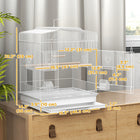 PawHut 23" H Small Bird Cage with Handle - White-Includes two wooden perches, two plastic feeders and a swing 