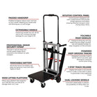 Voltstair Titan Electric Stair Climbing Hand Truck - 440 Lb Capacity - Black/Blue-Compact foldable design with carry strap and rolling duffel bag