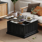 HOMCOM Lift Top Coffee Table with Charging Station and Storage - Black-Flip-top with buffer hinges ensures quiet closing and prevents pinched fingers