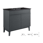 Modway Render 36" Bathroom Vanity - Grey/Black-Tapered Wood Legs