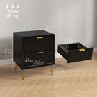 HOMCOM Bedside Table with Storage and Gold Hairpin Legs - Black-Hairpin legs provide a vintage touch with strong support