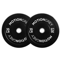 MotionGrey Standard Weight Plates - Olympic Barbell Plates for Weightlifting - 35 lb - Black - Set of 2-Durable Rubber-Coated Plates: Thick rubber exterior reduces noise, protects floors, and ensures long-lasting performance for home workouts