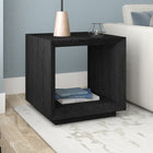 Hudson&Canal Evie 22"W Rectangular Side Table - Black Grain-Finished in wood-look black grain