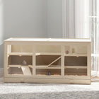 PawHut Wooden Hamster Cage Rat Cage with Slide & Tray - Natural Wood-Suitable for hamsters and other small animals