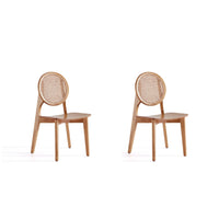 Manhattan Comfort Versailles 18.5" Industry Chic Round Back Dining Chair - Nature - Set of 2-Modern - Industry Chic Cane Dining Chair Perfect for Dining Room Use. Set of 2