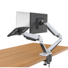 ShoppingAll 2-in-1 Adjustable Dual Gas Spring Arm Laptop & Monitor Desk Mount Stand - White-9