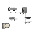 PawHut 4-Piece Cat Wall Shelf Set-Built with thickened particleboard, each platform supports cats for safe play 