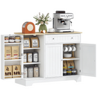 HOMCOM Modern Sideboard Buffet Cabinet with Wood Effect Top & Multi Storage Shelves - White-3-level adjustable shelf in 2-door cabinet enhances flexibility