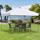 Outsunny 10 ft W x 10 ft L Pop Up Canopy Tent with Airy Top Vent and Bag - White-White-coated Oxford fabric provides superior UV protection