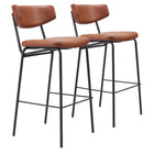 Zuo Charon Barstool - Vintage Brown - Set of 2-Ergonomic and supportive footrest