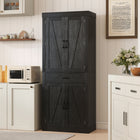 HOMCOM 72" H Kitchen Pantry Cabinet with Barn Doors - Black-Built with strong particle board and MDF, ensuring long-lasting stability and durability 