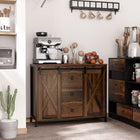 HOMCOM Industrial 39.25" L Buffet Cabinet - Rustic Brown-3 drawers and 2 cabinets are used for storage