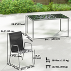 Outsunny 7 Piece Garden Dining Set with 6 Stackable Chairs - Black-Made from UV-resistant mesh materials with powder coated steel frame