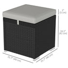 Outsunny 2 Pieces Wicker Outdoor Ottoman with Storage - Light Grey-Plastic rattan style offers a chic look and durability