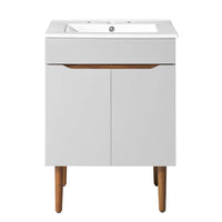 Modway Harvest 24.5" Bathroom Vanity - Grey/White-Integrated Basin Countertop
