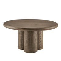 Modway Tori 31" Indoor/Outdoor Round Coffee Table - Weathered Walnut-Solid Concrete Construction