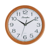 Swingline 12" Woodgrain Round Wall Clock-Perfect for any setting, this 12" wall clock features a stylish faux-wood finish that accents traditional or modern settings with functional style