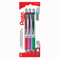 Pentel EnerGel Liquid Gel Pens Retractable – 0.7 mm – Assorted – 3 Pack-Engineered to incorporate the best qualities of liquid and gel ink