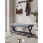 Manhattan Comfort Abigail 42.12" Mid-Century Modern Velvet Upholstered Ottoman Bench - Grey-Solid Wood Frame for Durability and Functionality