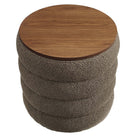 Modway Mezzo Round Boucle Fabric Storage Ottoman - Pebble-Fully Assembled