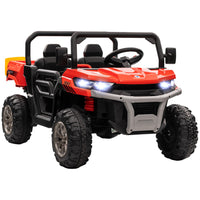 Aosom 12V Kids 2-Seater Ride-On UTV - Red-Two-seater design for sharing driving pleasure with friends 