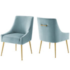 Modway Discern Upholstered Performance Velvet Dining Chair - Light Blue - 2 Pack-Dining Room or Accent Chair Set of 2