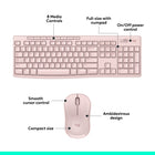 Logitech MK270 Wireless Keyboard and Optical Mouse Combo - Pink-Comfortable Mouse: This compact wireless mouse is designed to be equally comfortable for both left- and right-handed users, plus its smooth cursor control allows easy navigation on most surfaces