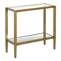 Hudson&Canal Hera 24"W Rectangular Side Table with Glass Shelf - Antique Brass-A modern contemporary design for your living room, bedroom, and more