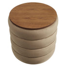 Modway Mezzo Round Performance Velvet Storage Ottoman - Taupe-Non-Marking Foot Glides
