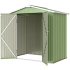 Outsunny Outdoor Metal Garden Shed - 6.5' x 4' - Light Green-Spacious interior and peaked roof easily accommodate long tools and seasonal gear
