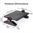 ShoppingAll Ergonomic Height Adjustable Under Desk Footrest with Angle Adjustment - Black-Features a professional, flat-texture design with geometric ridges that provide superior grip to keep your feet or shoes firmly in place without being uncomfortable.
