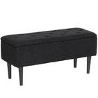 HOMCOM Storage Ottoman with Wooden Legs and 57 L Capacity - Black-Multifunctional indoor decor, can be used as a shoe stool, bed end bench, or entryway bench