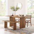 Modway Amistad 60" Wood Dining Table and Bench Set - Walnut-Table Seats Up to 6