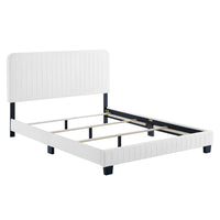 Modway Celine Channel Tufted Performance Velvet Queen Bed - White-Queen Bed