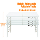 Homy Casa 4 ft Portable Folding Table with 4 adjustable Heights Indoor & Outdoor for Camping - White-The steel frame provides strong everyday support