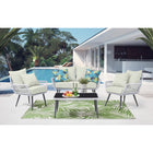 Manhattan Comfort Portofino Modern Patio 4-Person Conversation 4-Piece Set with Coffee Table - Grey/Cream-Chair Dimension Measures: 26.77" Length, 27.95" Depth, 29.53" Height